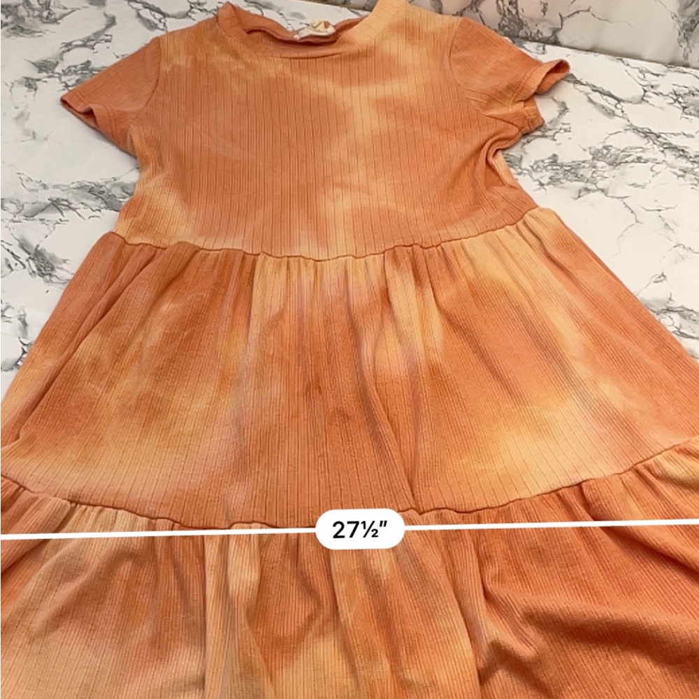 See You Monday Orange Ruffled Tiered Mini Dress Size Small - Picture 13 of 14